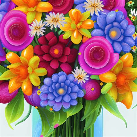 Whimsical Fantasy Detailed Flower Bouquet Graphic · Creative Fabrica