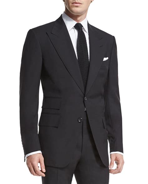 TOM FORD Windsor Base Peak-Lapel Two-Piece Suit, Black | Neiman Marcus