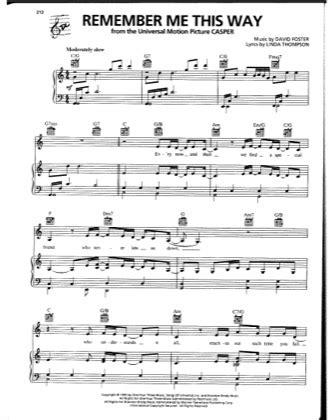 Remember Me This Way - Jordan Hill Free Piano Sheet Music PDF