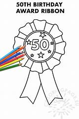 50th Birthday Award Ribbon – Coloring Page sketch template
