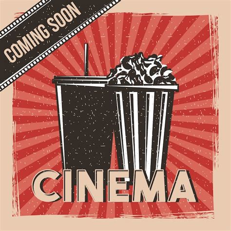 Premium Vector | Cinema coming soon movie premier poster vintage