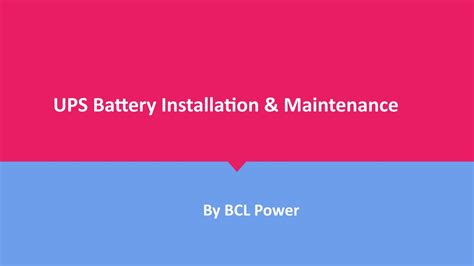 UPS Battery Maintenance & Installation By BCL Power by BCL Power - Issuu