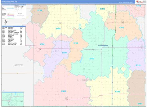 Sumner County, KS Wall Map Color Cast Style by MarketMAPS