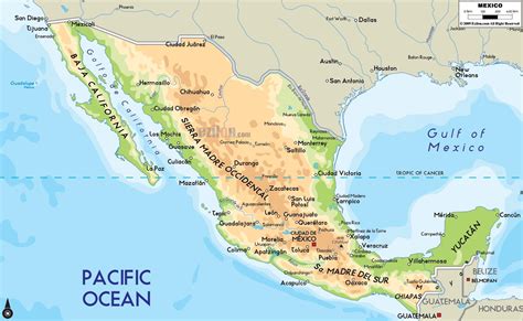 Mexicano mapa - mexicana (mapa de América Central - América)