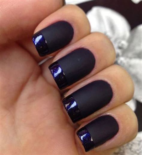 Dark Purple matte and gloss French manicure nails | Purple nail art ...
