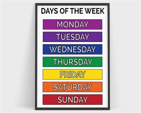 Days Of The Week Printable Chart