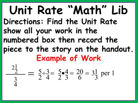 Find the Unit Rate A - Ms. Lathrup`s 6th Grade Math Class