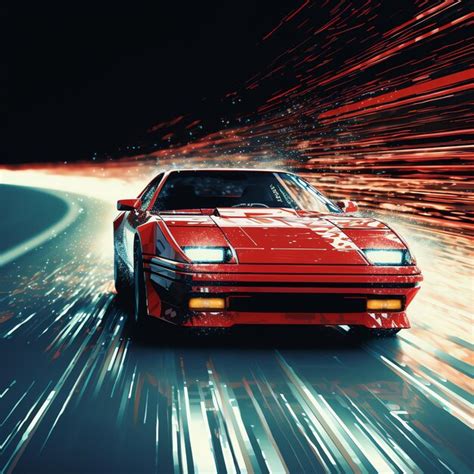 Premium AI Image | a red sports car driving on a road