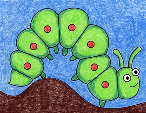 Easy How to Draw a Caterpillar Tutorial & Caterpillar Coloring Page