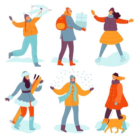 Free Vector | Hand drawn winter people collection