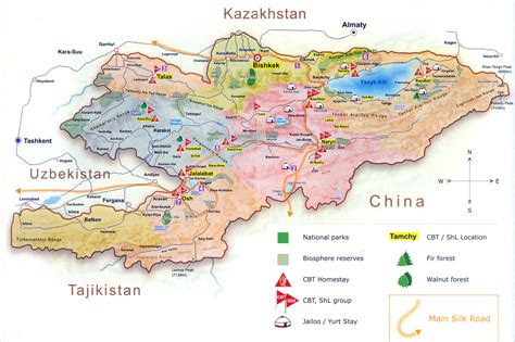 Large detailed tourist map of Kyrgyzstan. Kyrgyzstan large detailed ...