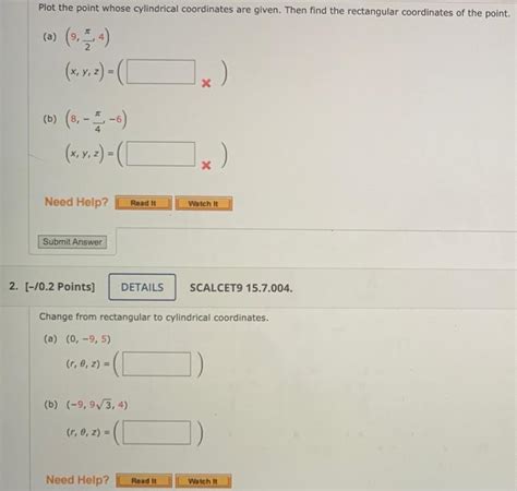 Solved Plot the point whose cylindrical coordinates are | Chegg.com