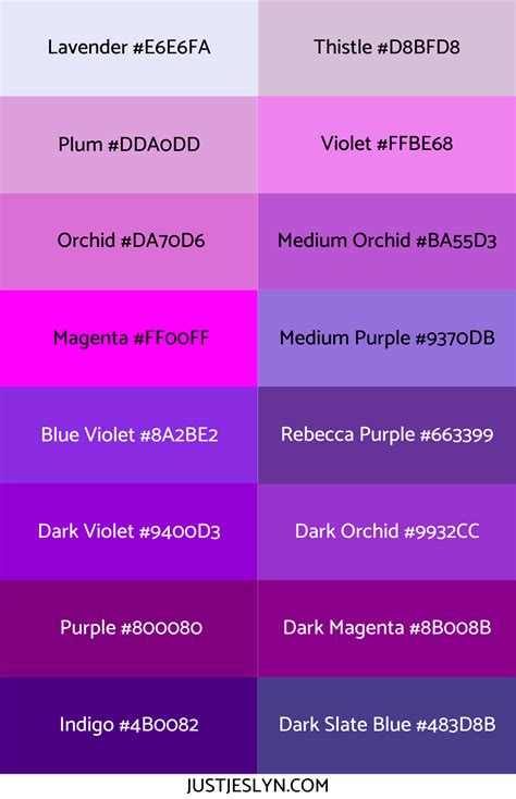 √ Hex Codes Purple