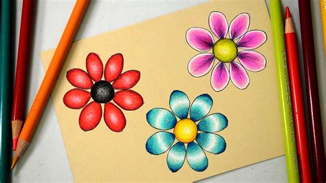 3 Ways to Color a Basic Flower with Prismacolor Colored Pencils - YouTube