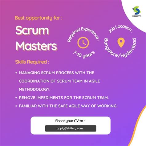 The best opportunities for Scrum Masters are knocking at your door. Dont Miss this! Apply now ...