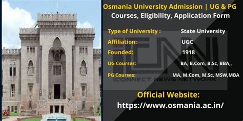 Osmania University Admission 2024 | OU | UG & PG Courses, Eligibility