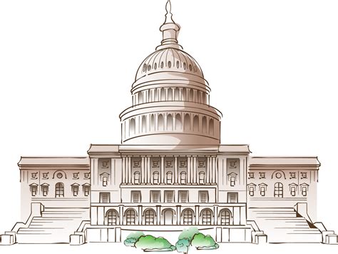 White House Cartoon Mural - Vector Hand-painted White House png ...