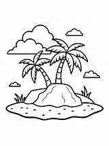 Desert Island coloring book Pages For Children And Adults With Vector  sketch template