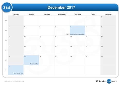 December 2017 Calendar With Holidays | templates free printable