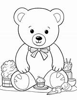 Teddy Bear Picnic Coloring Page sketch template