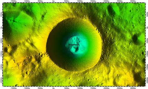 Shackleton Crater on South Pole of Moon, topography