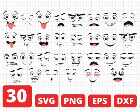 30 CARTOON EMOTIONS SVG Smile Cricut Emoji Silhouette Smile - Etsy Finland