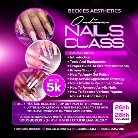 Online Class Flyer in 2024 | Nail courses, Flyer design, Game logo design
