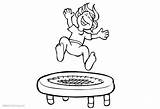 Gymnastics Coloring Pages Kids Playing Trampoline  Free Printable sketch template