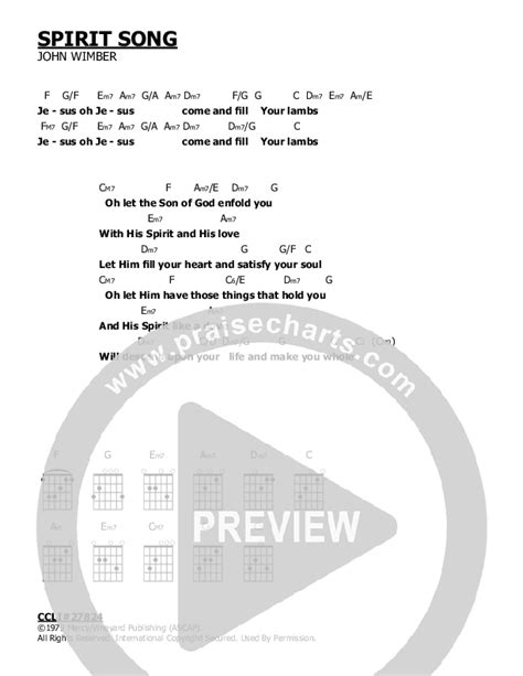 Spirit Song Chords PDF (John Wimber) - PraiseCharts