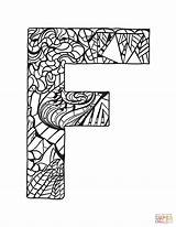 Ausmalbild Zentangle Buchstabe F  Ausmalbilder Kostenlos Zum Ausdrucken sketch template