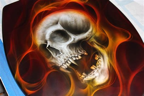 Fire Painting, Skull Painting, Air Brush Painting, Airbrush Art, Airbrush Designs, Skull Drawing ...