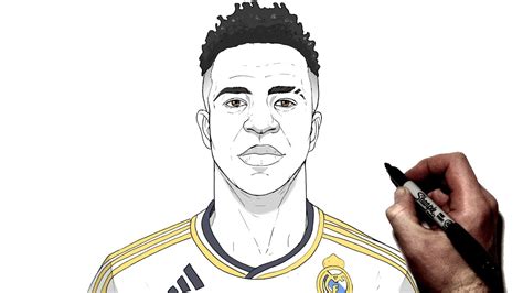 How To Draw Vini JNR | Step By Step | Football/Soccer - YouTube