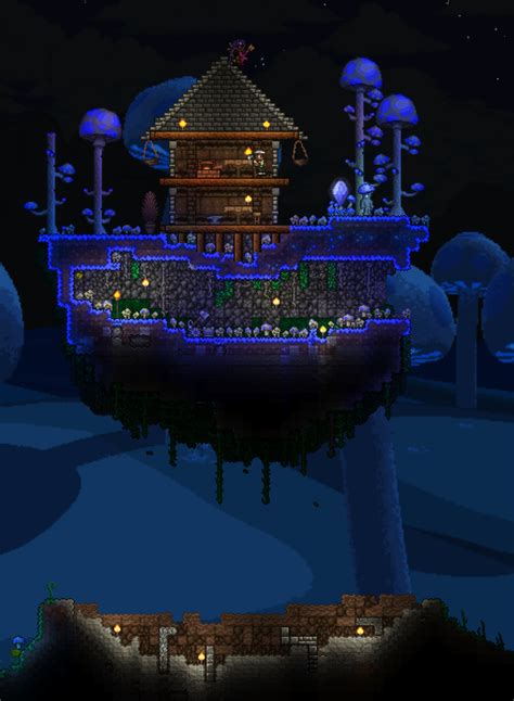 this is a mushroom biome idea - TerrariaDesign Terrarium Base, Terraria House Ideas, Mushroom ...