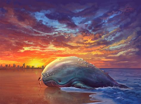 ArtStation - Beached Whale, Shellz - art | Whale painting, Whale drawing, Whale