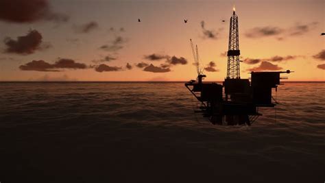 Oil Rig In Ocean, Beautiful Timelapse Sunrise Stock Footage Video ...