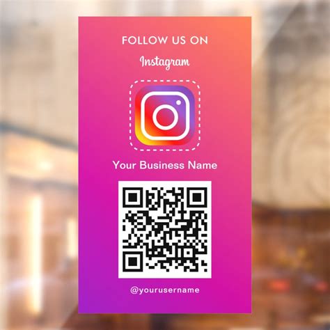 Professional Instagram Logo Follow Me Qr Code Window Cling | Zazzle in 2024 | Qr code business ...