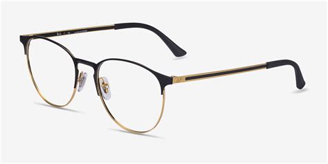 Ray-Ban RB6375 - Round Black Gold Frame Eyeglasses | Eyebuydirect Canada