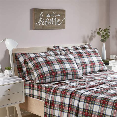 Comfort Spaces Scottish Plaid 100% Cotton Flannel Printed Sheet Set ...