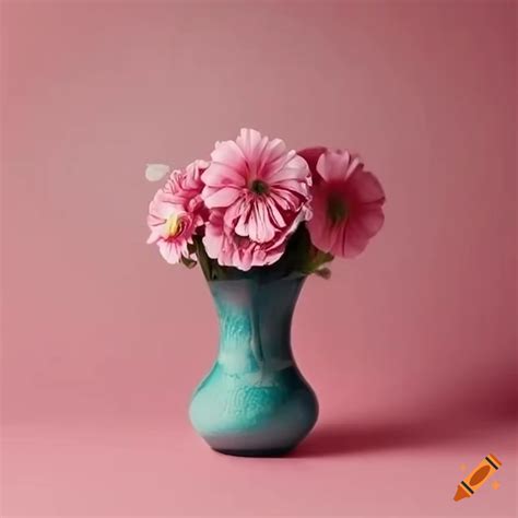 Pink flowers in a vase on Craiyon