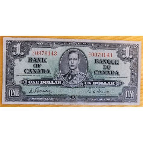 1937 Canadian On Dollar Bill