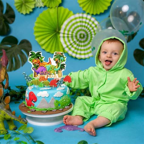 iZoeL 73pcs Dinosaur Cake Toppers for Boys, Dinosaur Cake Decorations Birthday, Happy Birthday ...