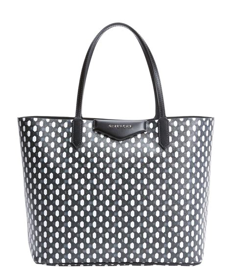 Givenchy Black And White Geometric Print Coated Canvas Small 'antigona' Shopping Tote' In Black ...