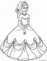 Princess In Ball Gown Dress Coloring Page Printable sketch template