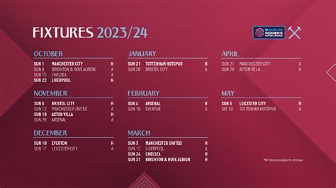 2023/24 Fixtures: Every WSL home and away game revealed | West Ham ...