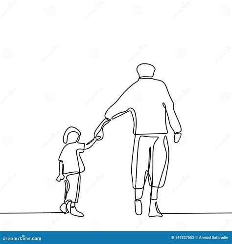 Continuous One Line Drawing Vector Illustration. Father with Son in Hands Stock Vector ...