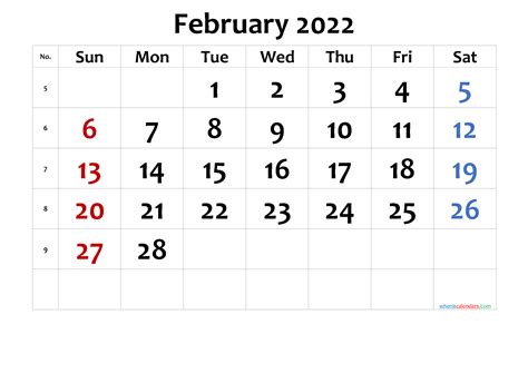 Free Printable February 2022 Calendar (Premium)