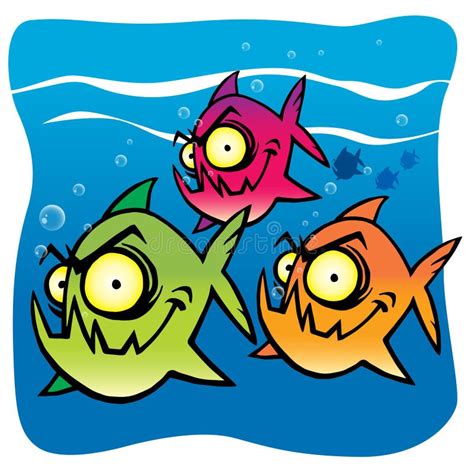 Hand Drawing of a Fun and Funny Cartoon Piranha Stock Vector - Illustration of danger, graphic ...