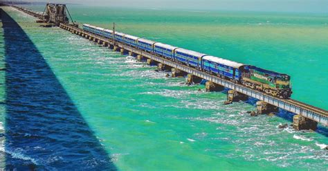 -Train crossing Pamban Bridge (photograph by Shaswat Nimesh. Wikimedia... | Download Scientific ...