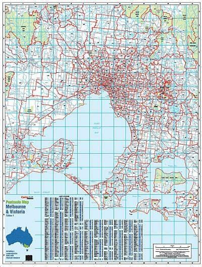 Melbourne & Victoria Postcode Map, Buy Postcode Map of Melbourne - Mapworld