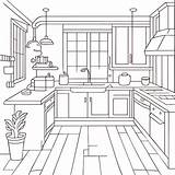 Premium Vector  Coloring page kitchen Room Interior At Home sketch template